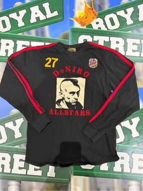 DeNiro Allstars Black Long-Sleeve Crewneck with Red Stripe Detail